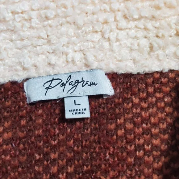 Polagram Parkside Knit Shacket Sherpa Trim Thick Winter Coat Women’s L - Picture 6 of 11